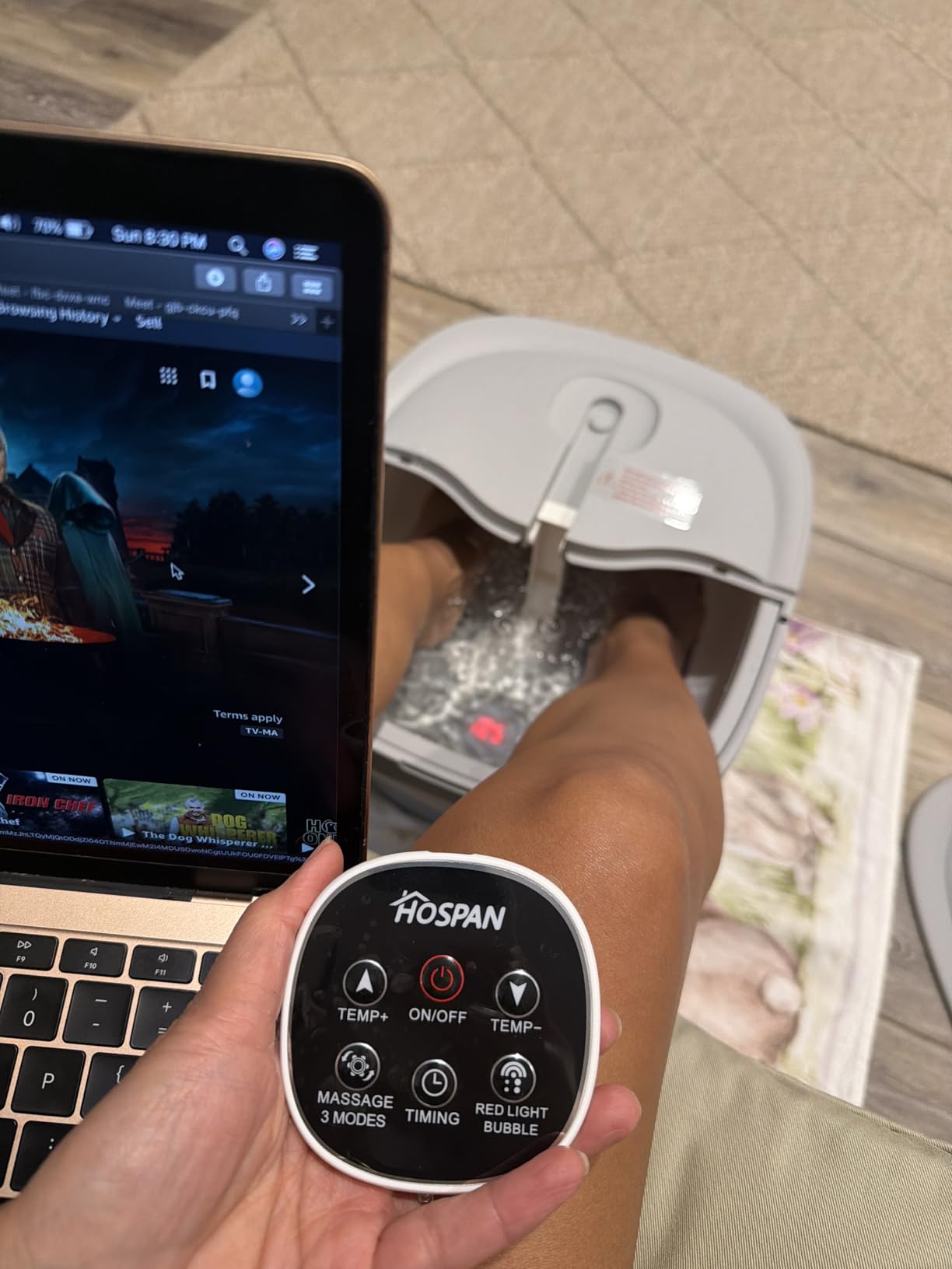 HOSPAN Collapsible Foot Spa Electric Rotary Massage, Foot Bath with Heat, Bubble, Remote, and 24 Motorized Shiatsu Massage Balls. Pedicure Foot Spa for Feet Stress Relief - FS02A customer photo 1