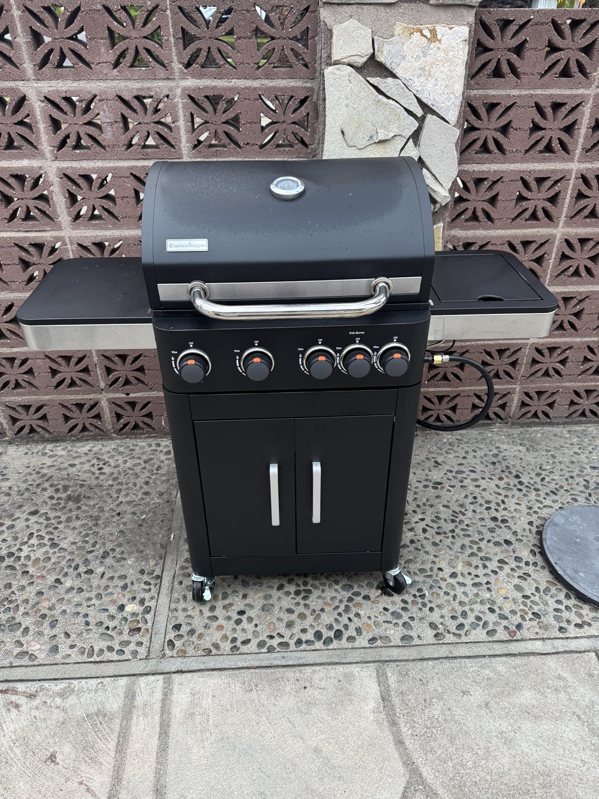 2 in 1 Propane Gas BBQ Grill with Side Burner & Porcelain-Enameled Cast Iron Grate, 4-Burner Flat Top Grill, 46,700 BTU Outdoor Barbecue Propane Griddle Grill Combo for Camping, Patio, Backyard customer photo 1