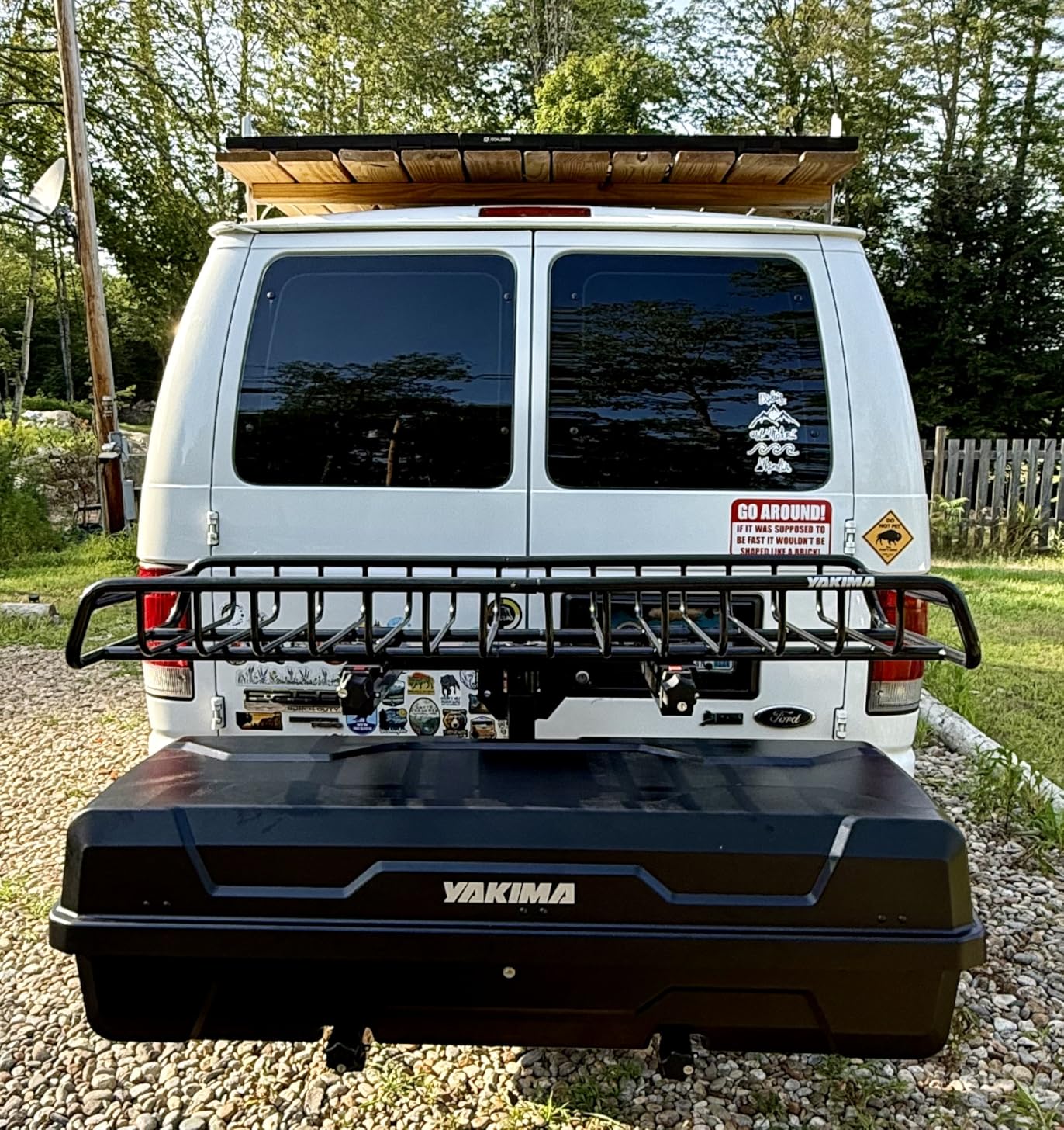 Yakima EXO SwingBase Hitch Rack Bundled with EXO GearLocker Rooftop Box, EXO TopShelf Hitch Base Rack Storage, and EXO GearWarrior Basket Mount customer photo 2