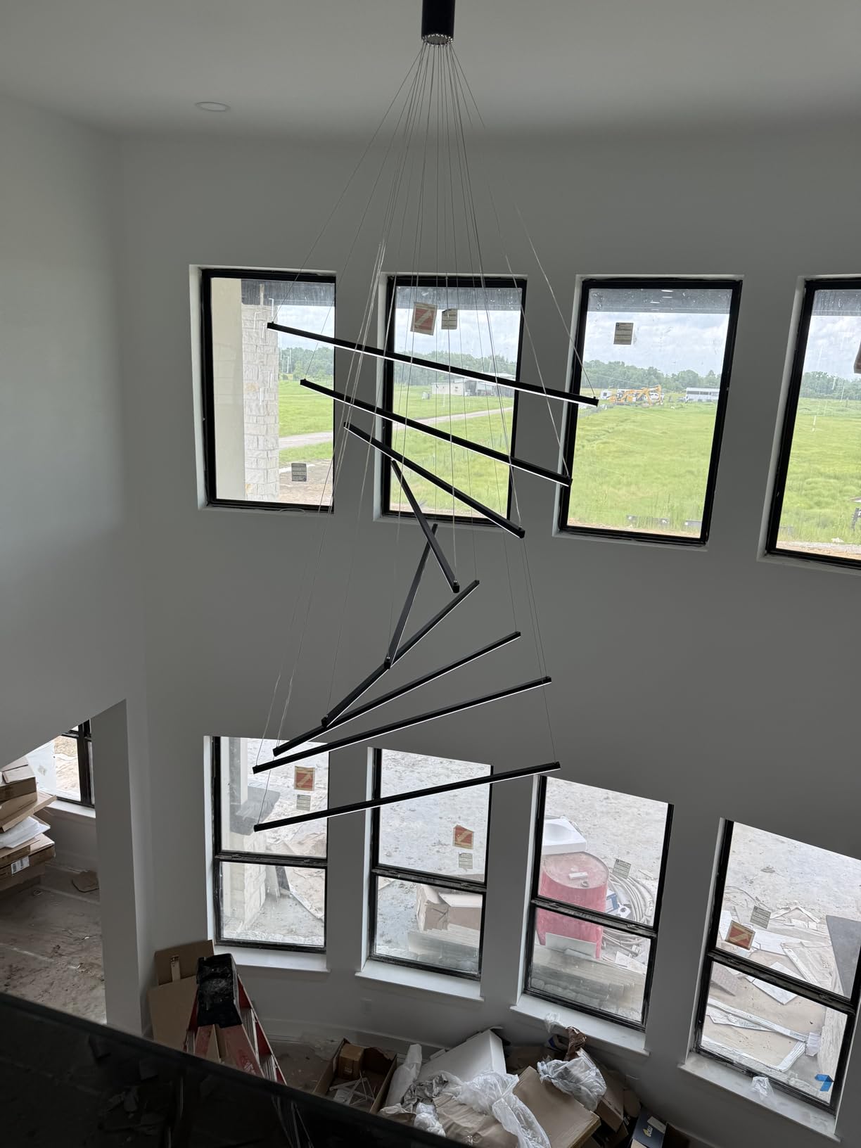 JAYMP Modern LED Chandeliers Dimmable Pendant Light Fixture for High Ceiling Living Room Dining Room Staircase Restaurant Sputnik Floating Sculptural Art Hanging Lamp (Black, 9-Lights) customer photo 2