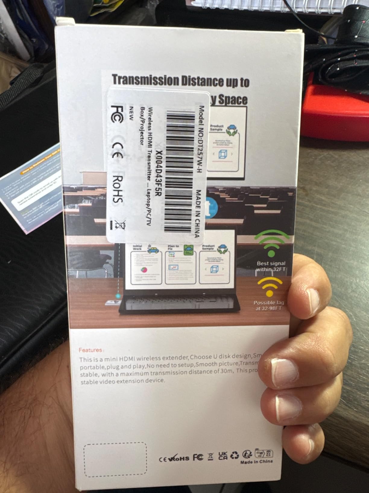 Wireless HDMI Transmitter and Receiver 328FT/100M, 2.4G+5G Plug & Play Wireless HDMI Extender Kit 4K Decode for Video and Audio to Monitor from Laptop customer photo 2