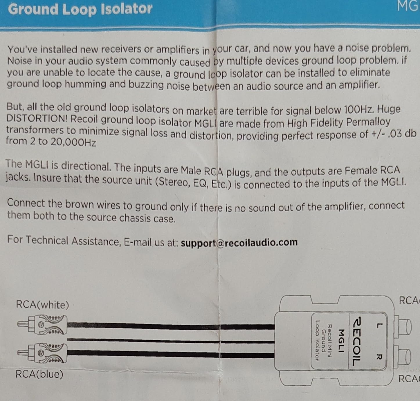 RECOIL MGLI 2-Channel RCA Stereo Ground Loop Noise Isolator Car Amplifier Filter Audio Signals Eliminate customer photo 1