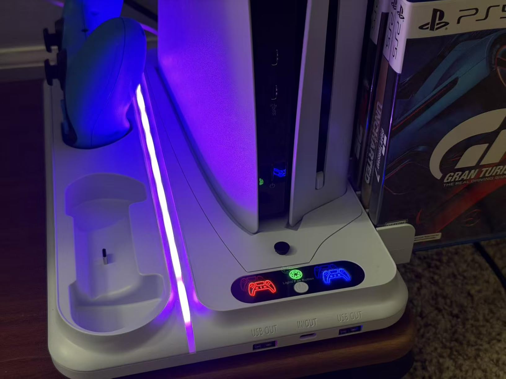 PS5 Cooling Station for PS5/Slim/Pro Disc Digital Console,PS5 Fan Cooling Fan with Dual PS 5 Controller Charger,3 Level Fan, RGB Light,12 Slot, PS5/Slim/Pro Stand for PlayStation 5 Console Accessories customer photo 1