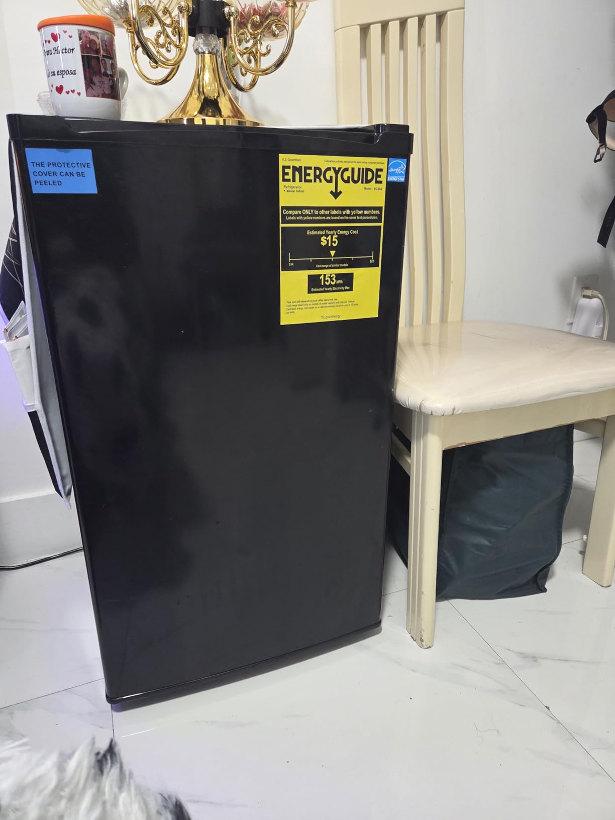 Sweetcrispy 3.2 Cu.Ft Mini Fridge with Freezer Small Refrigerator Single Door Adjustable Thermostat Energy-efficient Low Noise, Compact Fridge for Bedroom, Office, Dorm (Black) customer photo 1