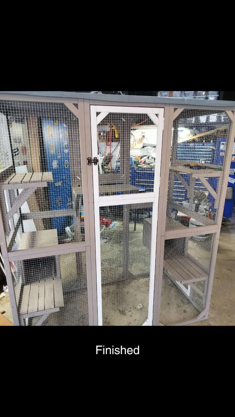 PetsCosset Outdoor Cat Catio Enclosures Large Wooden Cat House Patio for Indoor Cats Feral Cat Shelter with 2 Espace Doors, 2 Resting Rooms, 5 Platforms, Removable Waterproof Cover 67.7