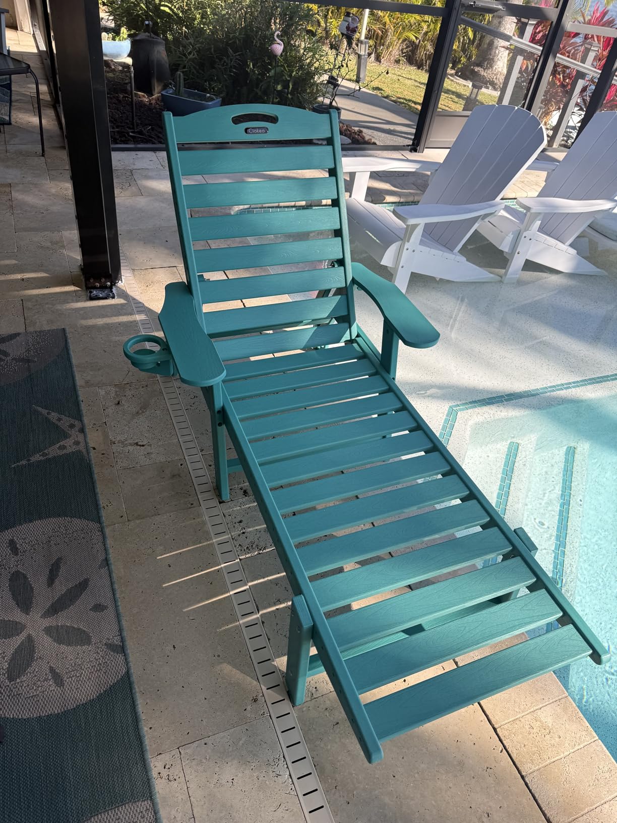 Ciokea Lounge Chair Outdoor, Oversized Chaise Lounge Chair with 5 Positions, HDPE, Patio Lounge Chair with Wheels & Cup Holder for Pool, Deck, Poolside, Grey customer photo 2