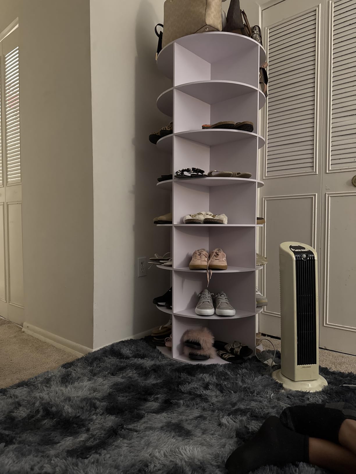 MAGIC UNION Rotating Shoe Rack Tower 7 Tier Organizer, Vertical Spinning Shoe Display Lazy Susan, Revolving 360 White Shoe Rack Storage Round Carousel, Rotate Shoes Closet Organization customer photo 1