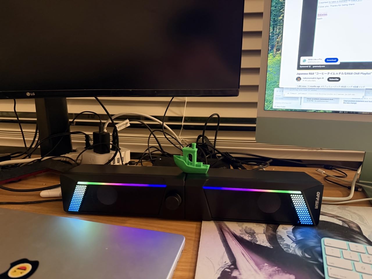 Computer Speakers, 2 in 1 PC Speaker, Gaming Speakers for PC Computer Laptop Desktop Monitor, RGB Speakers with Touch Sensitive Lighting, USB Powered 3.5mm Aux customer photo 2