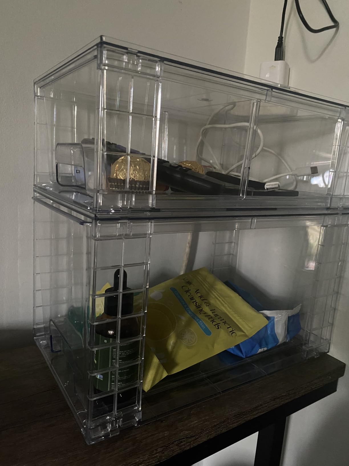 Vtopmart 4 Pack Clear Stackable Storage Drawers,Under Sink and Kitchen Organizers Storage,Easy to Assemble Plastic Drawers for Baby Bottle,Medicine, Bathroom,Cabinet and Pantry Organization customer photo 2