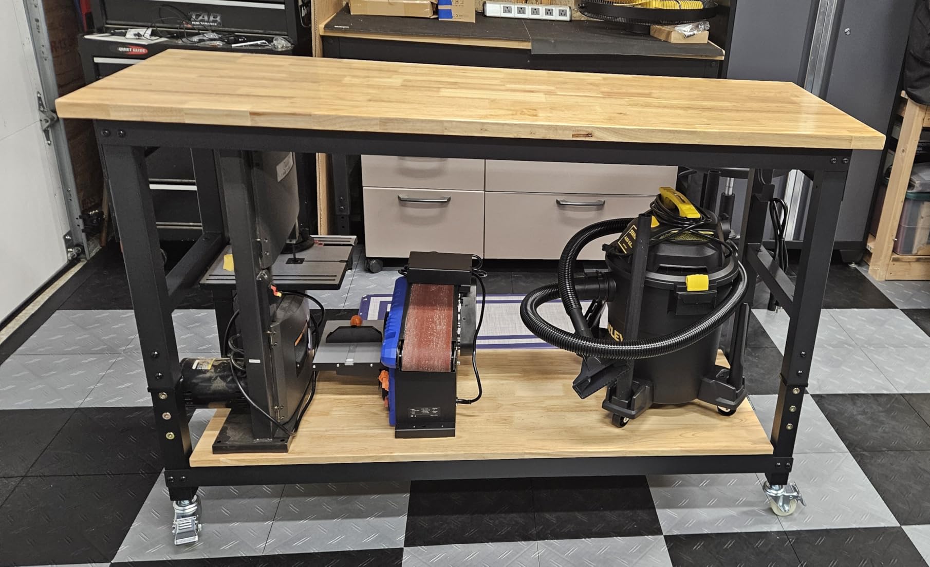 Work Bench for Garage Adjustable Workbenches with Storage 60 Inch Garage Workbench with Under Table Shelf, Pegboard, Power Outlets for Woodworking, Home, Office, Workshop customer photo 1