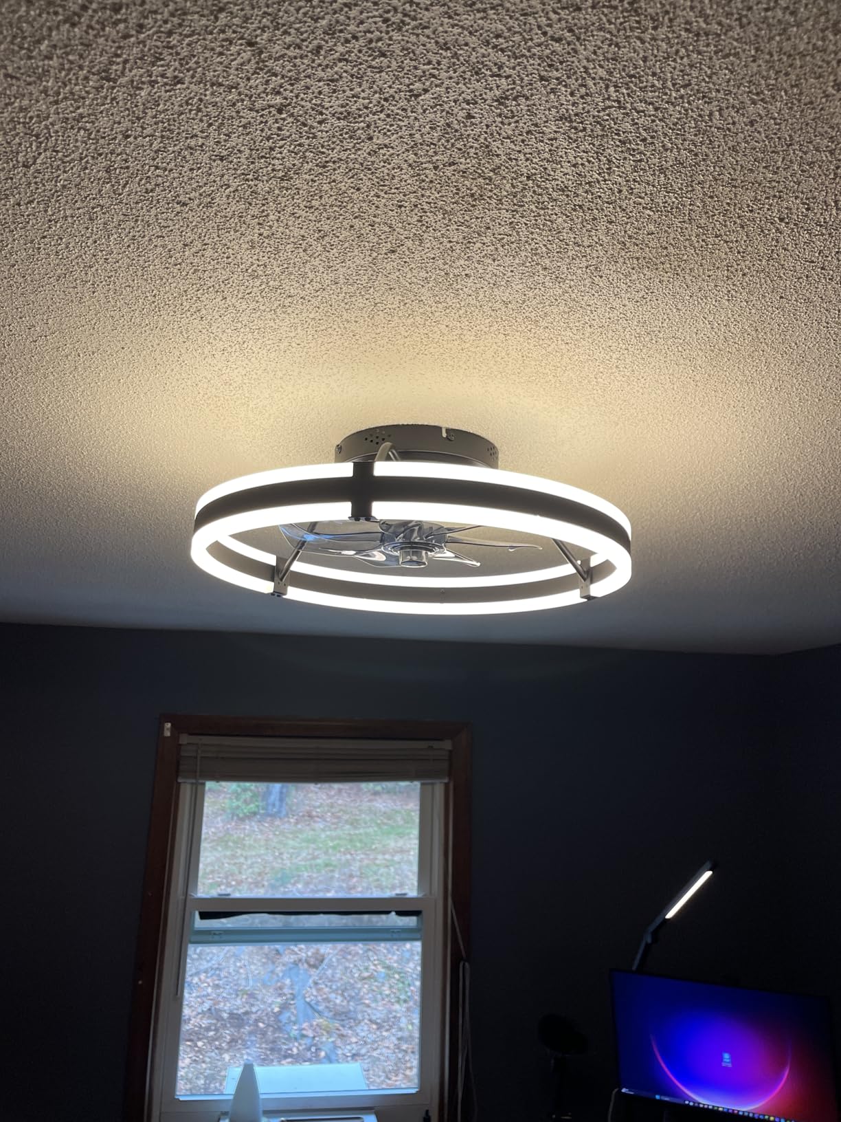 ZMISHIBO Ceiling Fans with Lights and Remote, 19.7'' Low Profile Ceiling Fan, 3000-6000K Dimmable Modern Flush Mount LED Fan Light, 6 Wind Speeds, Black Fandelier Ceiling Fans for Bedroom customer photo 2