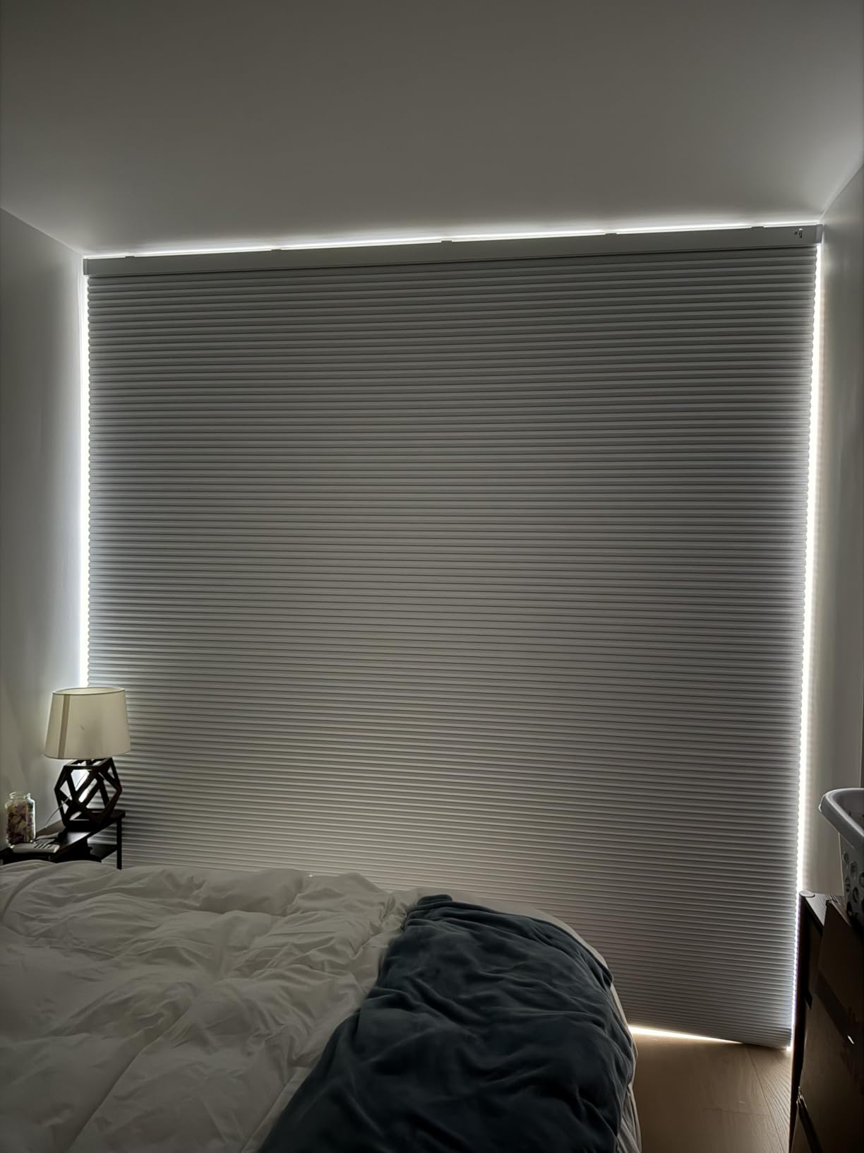 Motorized Cellular Shades with Remote, Light Filtering Smart Cellular Shades Compatible with Alexa, Honeycomb Window Blinds for Bedroom Home Office, Custom Size, Half Shading Cream customer photo 2