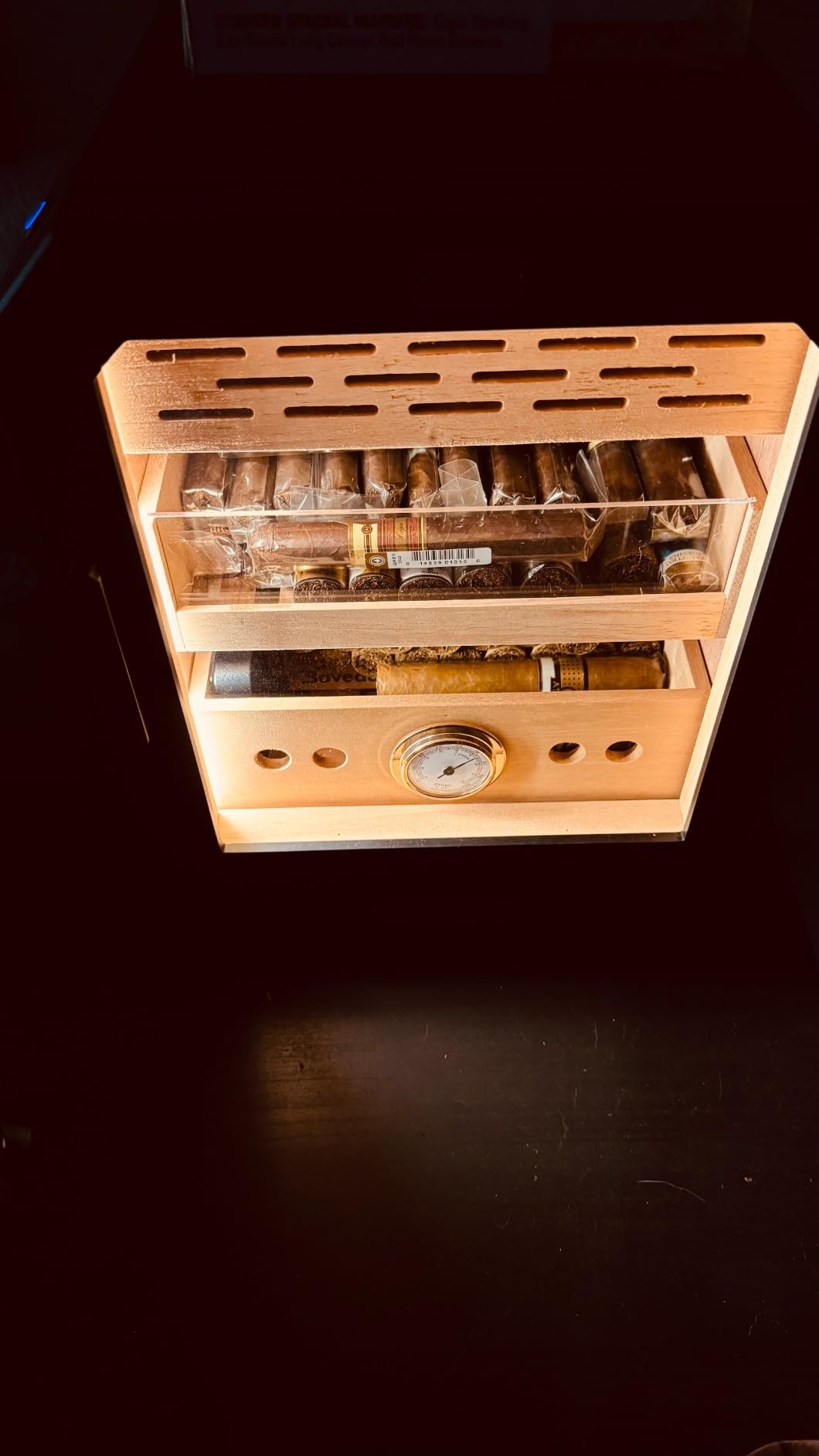 Cigar Humidor, Lighted Control Magnetic Door Desktop Cigar Humidor Cabinet,with Cigar Accessory Drawer and 2 humidifiers 3 Layer Large Capacity Humidor,Hold 100-150 Cigars (Brown) customer photo 2