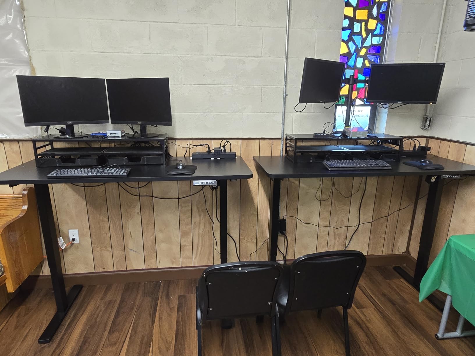 Simple Trending 2 Tier Metal Monitor Stand Riser with USB 2.0 and Charging Prot , Computer Office Desktop Organizer for 2 Monitors With Two Drawer Storage and Reusable Cable Ties,for Printer, TV, Black customer photo 1