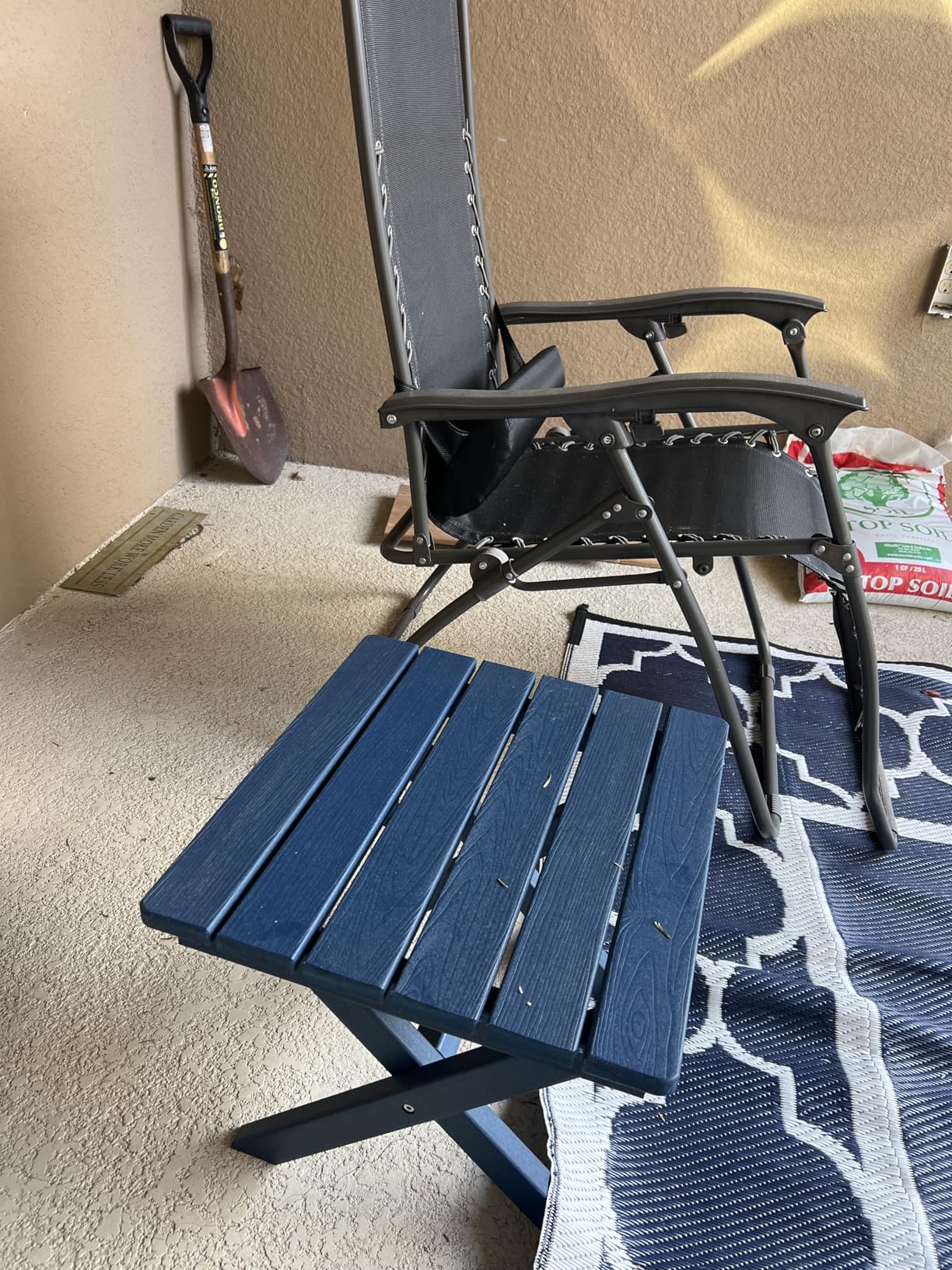 SERWALL Portable Folding Adirondack Table, HDPE Material Outdoor End Table, No Assembly Required, Weather-Resistant, 110 lbs Capacity, Small Table for Indoor and Outdoor uses, Black customer photo 1