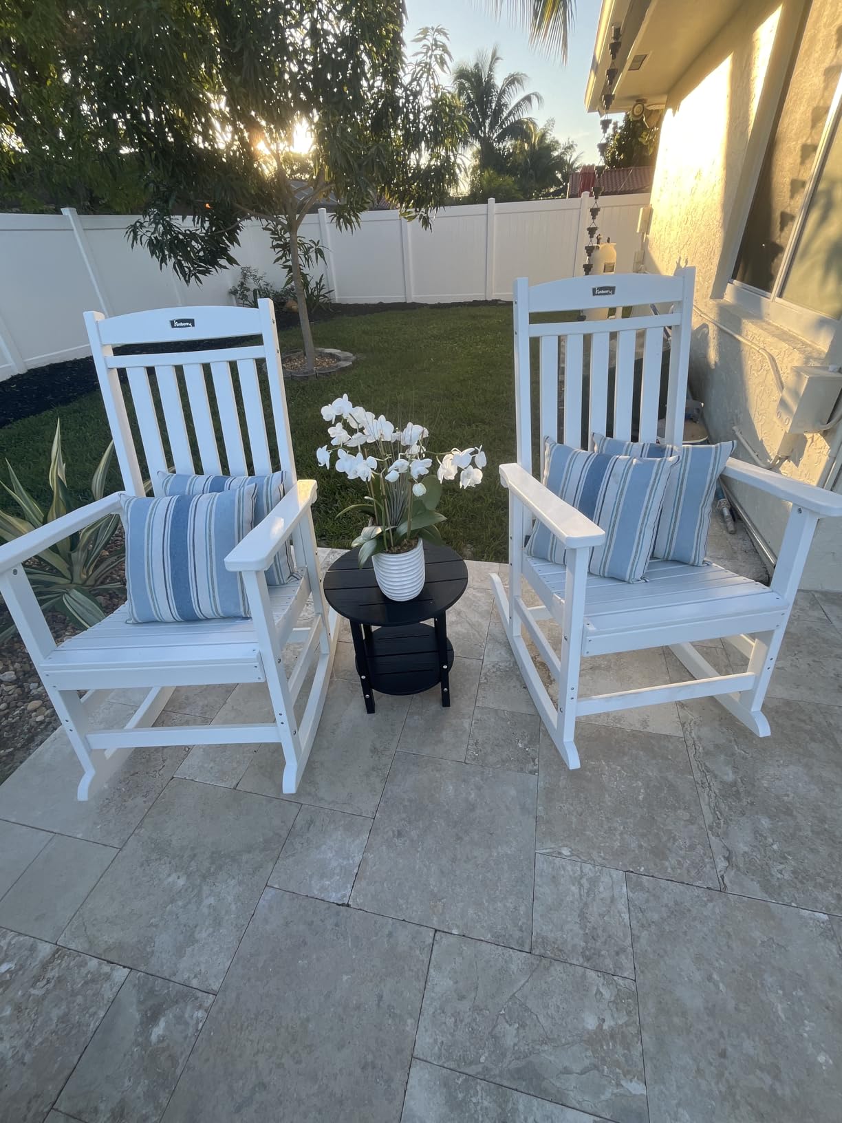 SERWALL Portable Folding Adirondack Table, HDPE Material Outdoor End Table, No Assembly Required, Weather-Resistant, 110 lbs Capacity, Small Table for Indoor and Outdoor uses, Black customer photo 2