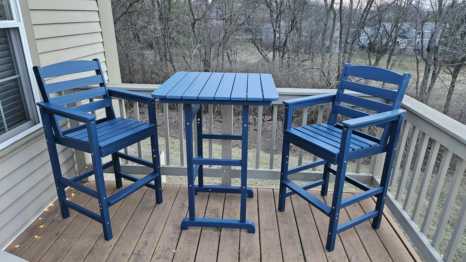 SERWALL 5 Pieces Outdoor Patio Bar Set, Tall Adirondack Bar Chair and Table Set, Gray customer photo 1