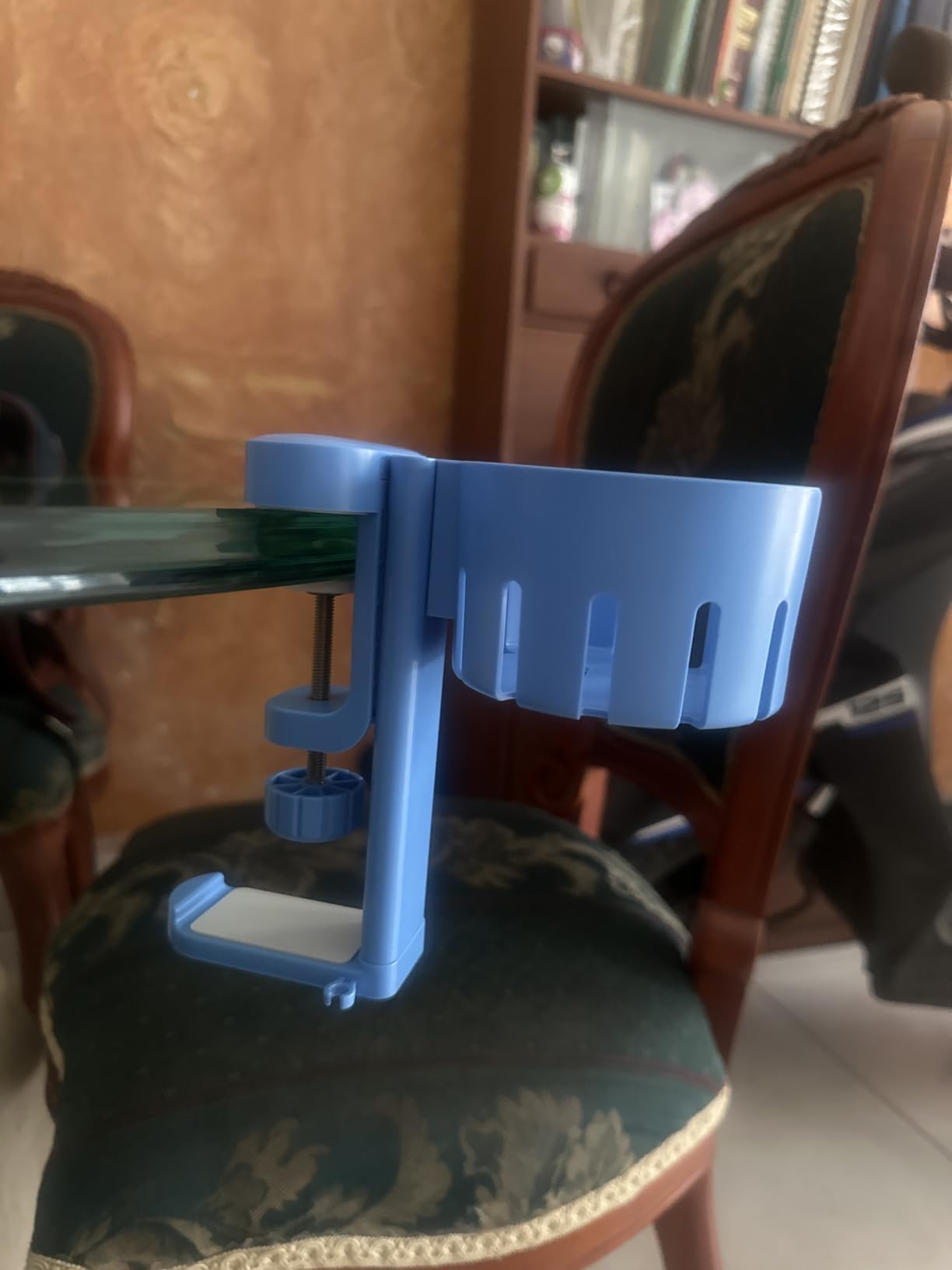 KDD 2 in 1 Headphone Hanger with Desk Cup Holder - Under Desk Clamp Rotatable Headset Holder - Suitable for Coffee Mugs, Water Cups, Headphone (Black) customer photo 1