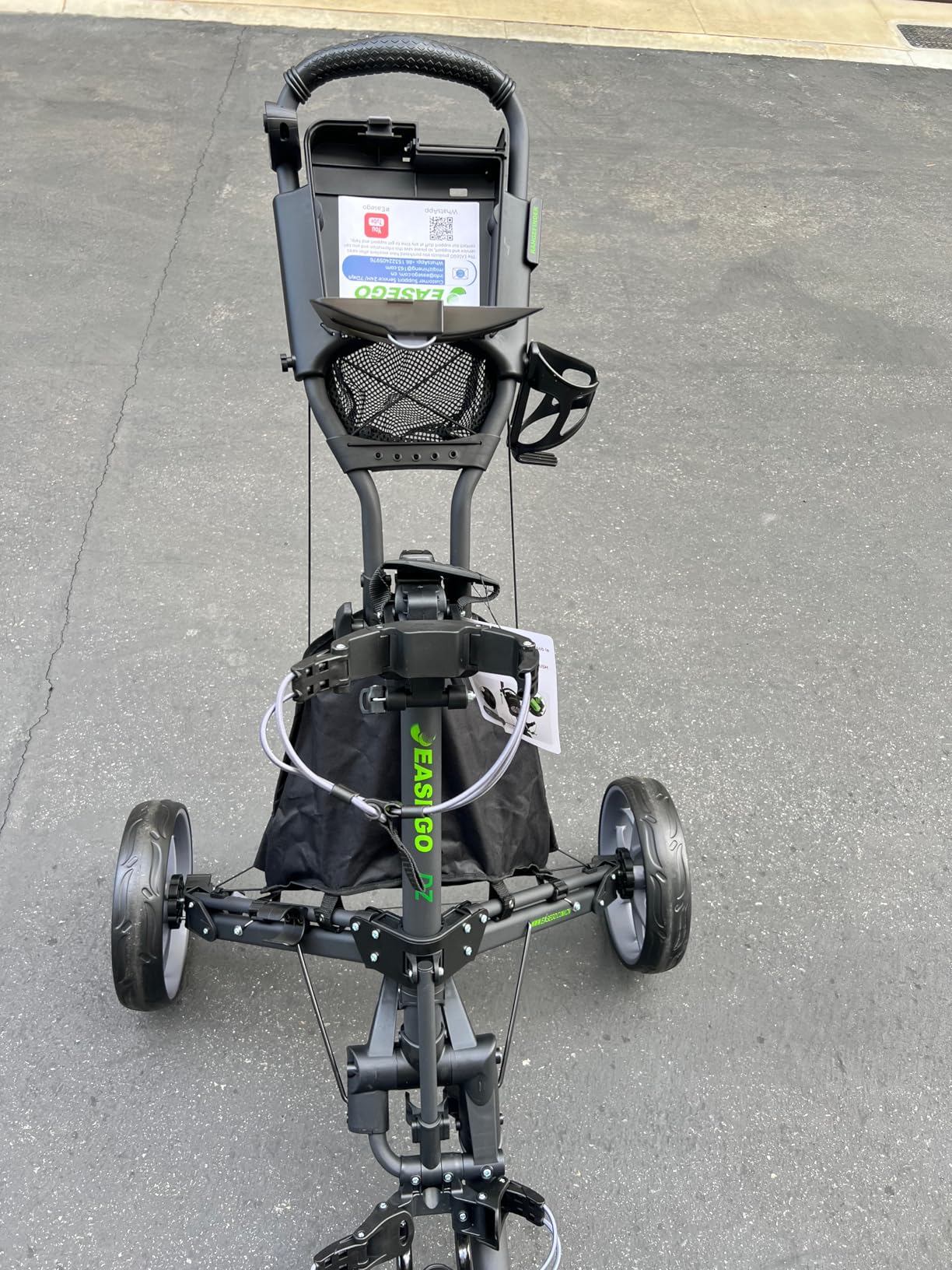 Golf Push Cart 3 Wheel : Golf Bag Cart Foldable with Phone Holder/Cup/Umbrella Holder Compact Golf Pull Carts Quick Fold Golf Caddy Push Carts with Large Wheelbase for Different Terrain customer photo 2