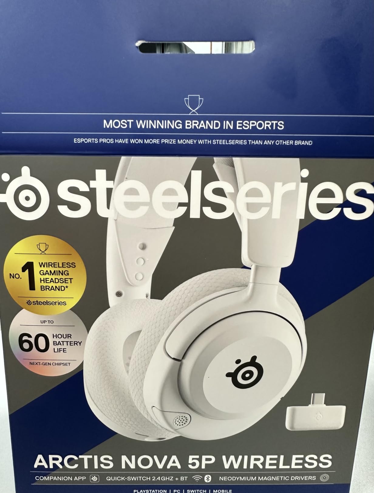 SteelSeries Arctis Nova 5P Wireless Multi-System Gaming Headset - White - Neodymium Magnetic Drivers - 100+ Audio Presets - 60 HR Battery - 2.4GHz or BT - Gen2.X Mic - PS5, PS4, PC, Switch, Mobile customer photo 2
