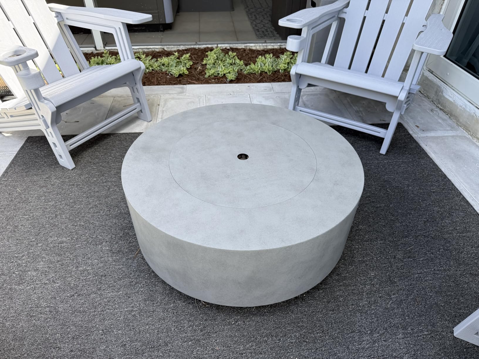 32 Inch Fire Pit Table, 3-Piece Outdoor Propane Fire Pit Table 65,000 BTU Round Gas Firepit, Wind Guard, 16 inches Tank Side Table and Baking Sheet for Garden, Patio, Grey customer photo 2