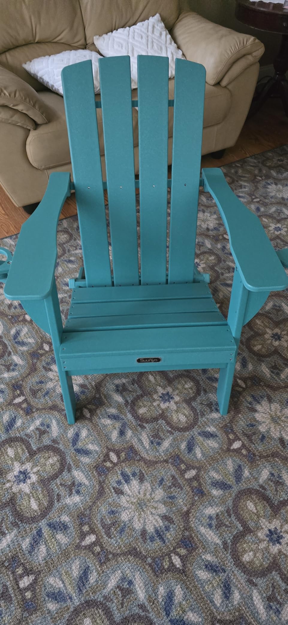 Folding Adirondack Chair, HDPE All-Weather Fire Pit Chairs, Plastic Adirondack Chairs with 2 Cup Holder, Outdoor Lawn Chair for Patio Garden (Black) customer photo 2