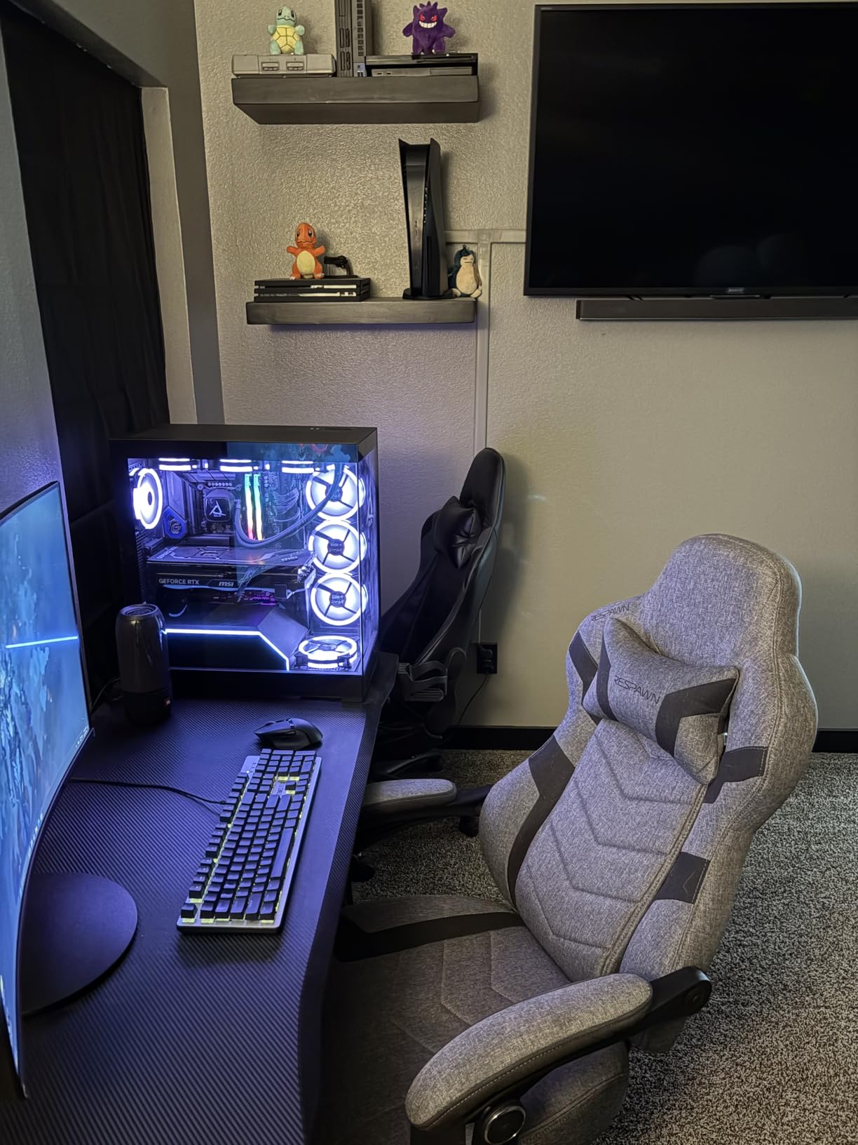 Respawn 110 Pro Ergonomic Gaming Chair with Footrest for Adults - Comfortable Office Gaming Recliner with Lumbar Support and Headrest, Racing Style Video Game Chairs for Computer Gamer - Gray Fabric customer photo 1