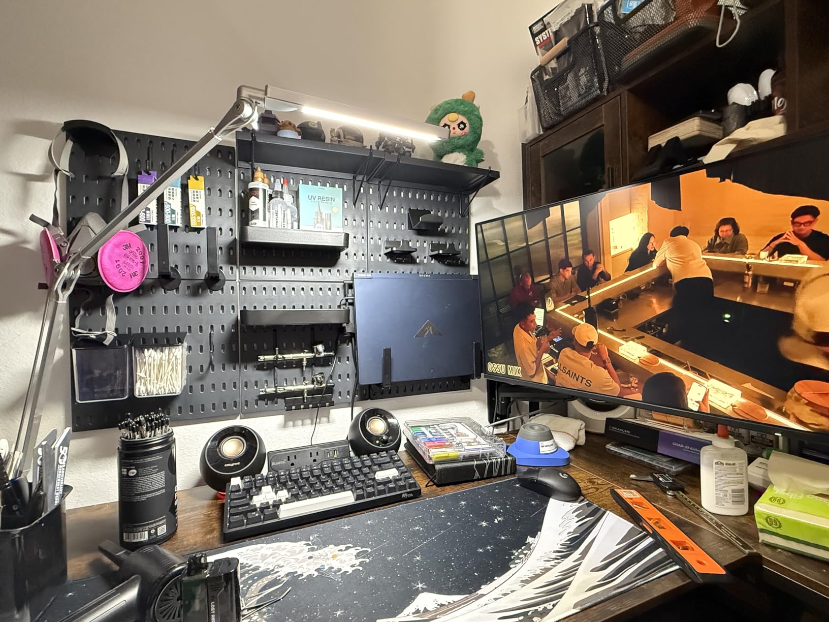 Keepo Pegboard Combination Kit, Pegboards and Accessories Modular Hanging for Gaming Setup, Gaming Station Peg Board, Gaming Organizer, Wall Game Controller Holder, Headset Stand (Black, 33 inch x 22 inch) customer photo 1