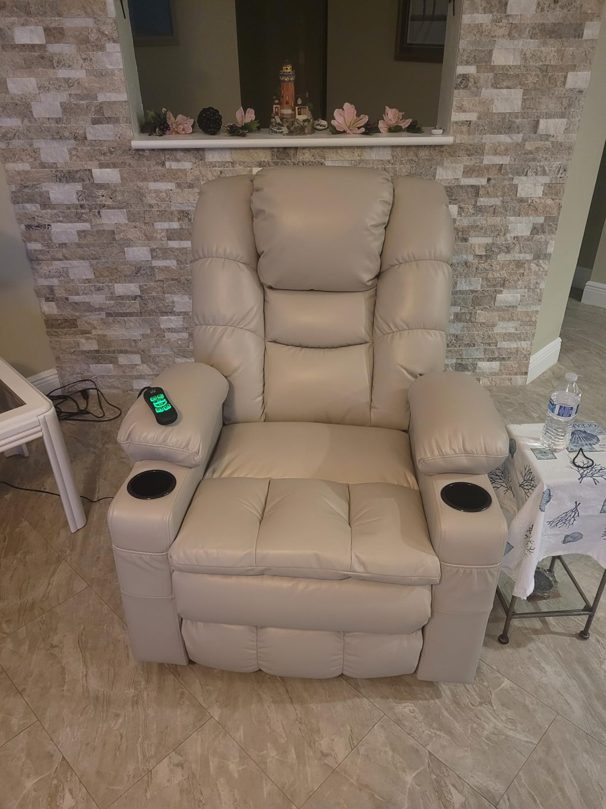 MCombo Big Man Power Lay Flat Lift Chair, Oversized Triple Motor Power Lift Recliner with Massage & Dual Heating, Adjustable Headrest, Faux Leather R7635 (Dark Grey, Large-Oversize) customer photo 2