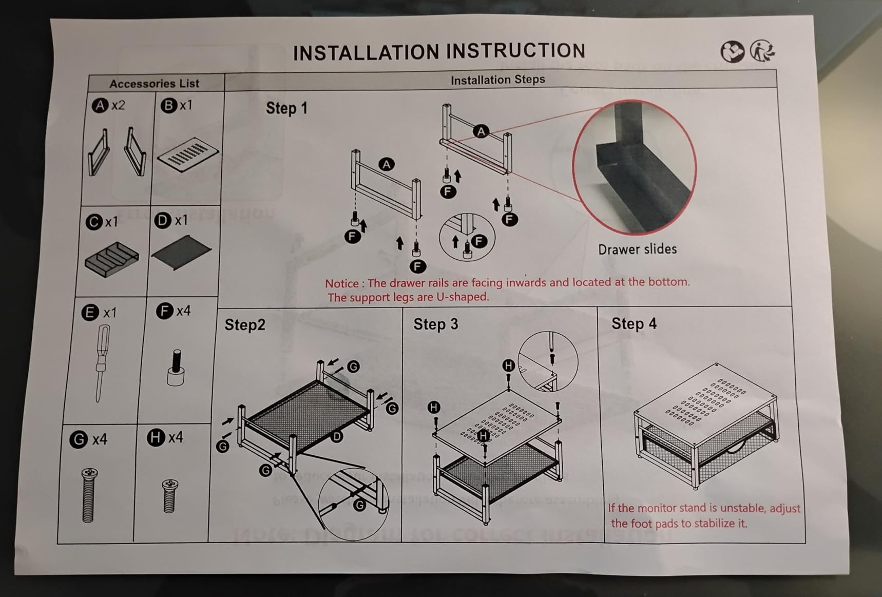 gianotter Computer Monitor Stand Riser, Desk Organizers and Accessories with Drawer, Office Desk Accessories & Workspace Desktop Organizers Storage for Printer Stand (Black) customer photo 2
