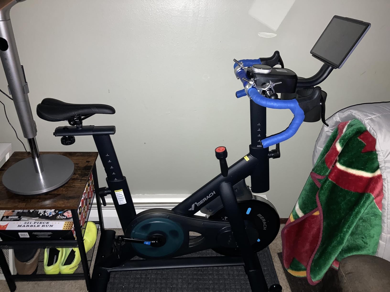 MERACH Exercise Bike, Brake Pad Stationary Bike with Exclusive App, Low Noise Indoor Cycling Bike with 300lbs Weight Capacity, Tablet Mount and Fitness Courses for Weight Loss customer photo 2