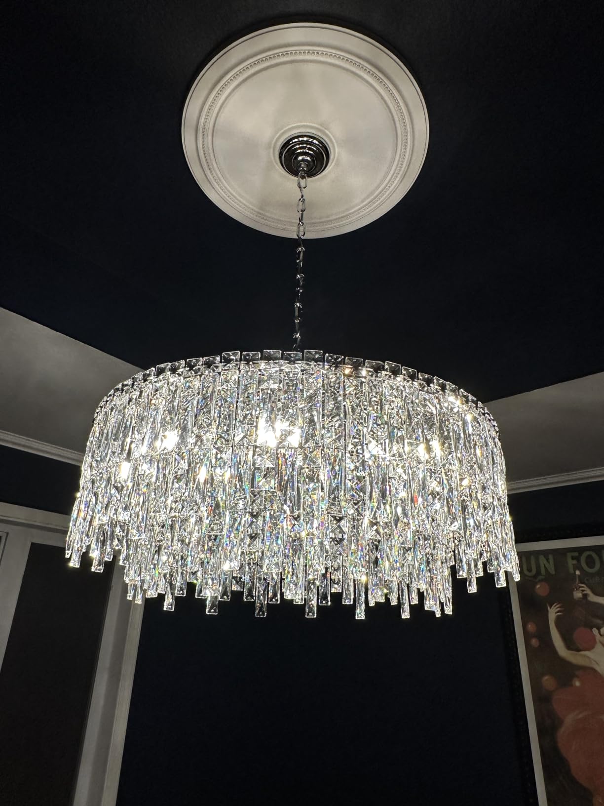 Modern K9 Crystal Pendant Lights Kitchen Island Set of 3, Chrome Chandeliers for Dining Room Light Fixtures Over Table, Hanging Lighting for Kitchen Island Entryway Bathroom BedHead Bedroom customer photo 1