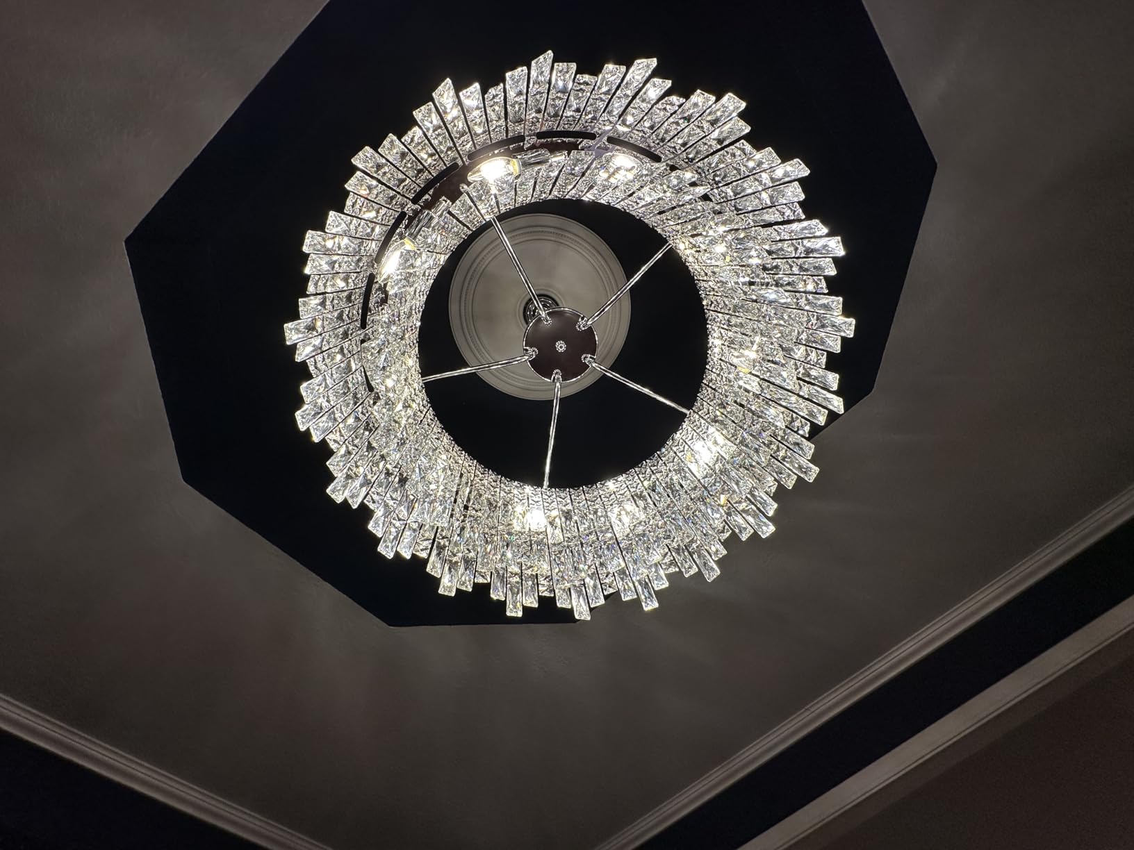 Modern K9 Crystal Pendant Lights Kitchen Island Set of 3, Chrome Chandeliers for Dining Room Light Fixtures Over Table, Hanging Lighting for Kitchen Island Entryway Bathroom BedHead Bedroom customer photo 2