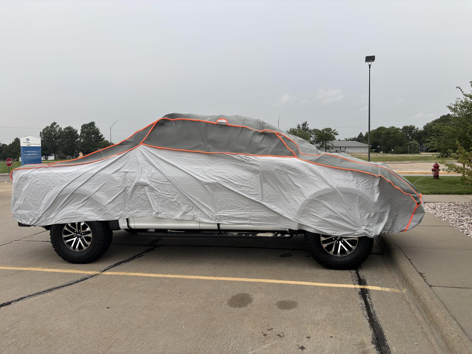 Specialized Hail Protector Truck Cover, Multi-Layered Car Hail Blankets Protector Cover with 5mm Thick High Density EVA Cushioning Foam Pad and Reflective Stripes for Truck (Black, 235 Inch) customer photo 1