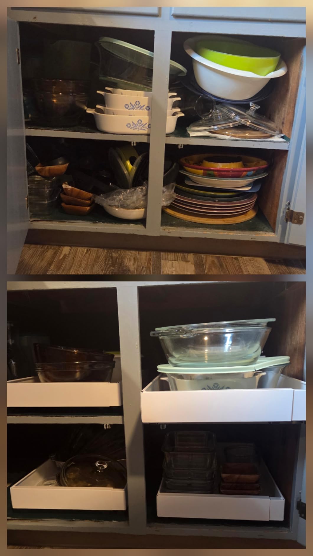 PAKETA 4 Pack Expandable Pull Out Cabinet Organizer, 21'' Deep Pull Out Drawers for Cabinets, Upgrade 3 Slide Rails Sliding Drawer for Kitchen Cabinet Organizer with Adhesive Nano Film customer photo 2