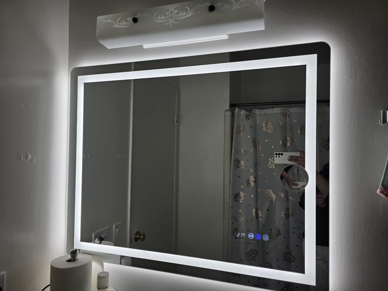 YITAHOME 40 x 32 Inches LED Bathroom Mirror, Front Light and Backlit, Motion Sensor, 10X Magnifying Glass, 3 Colors Dimmable, 5mm Tempered Glass, Anti-Fog, Wall Mounted Mirror-Horizontally Only customer photo 1