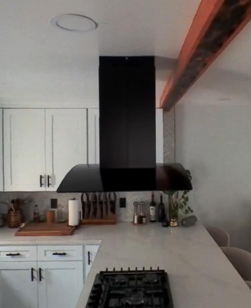 FIREGAS Black Island Range Hood 30 Inch, 700 CFM Island Kitchen Hood with Touch & Gesture Control, 3 Speed Fan, LED Lights, Ducted/Ductless Convertible Stove Vent Hood customer photo 2