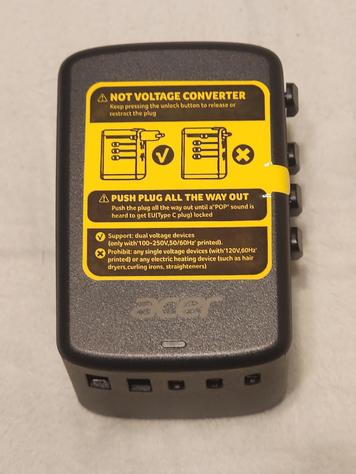 Acer Universal Travel Plug Adapter - International Power Adapter with 5 USB Ports (3 USB C) 5.8A, Worldwide Outlet Charger for USA to European UK France Germany Spain, Type C/E/F/G/I/L/A, Black customer photo 2