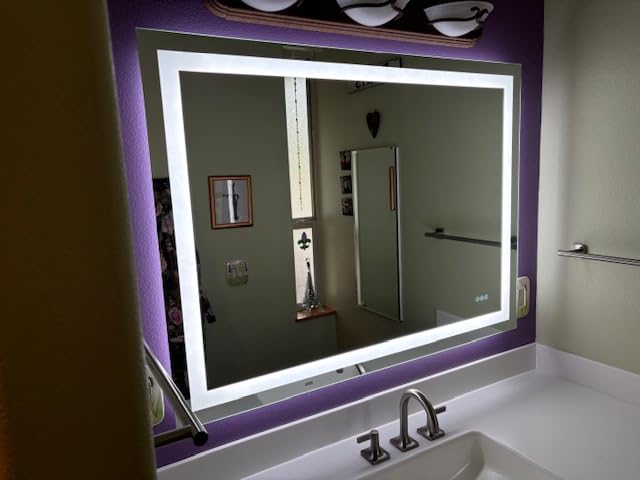 40X32 LED Bathroom Mirror with Lights, Anti-Fog, Dimmable, Backlit + Front Lit, Smart Bathroom Vanity Mirror, Memory Function, Shatterproof, Tempered Glass (Horizontal/Vertical) customer photo 1