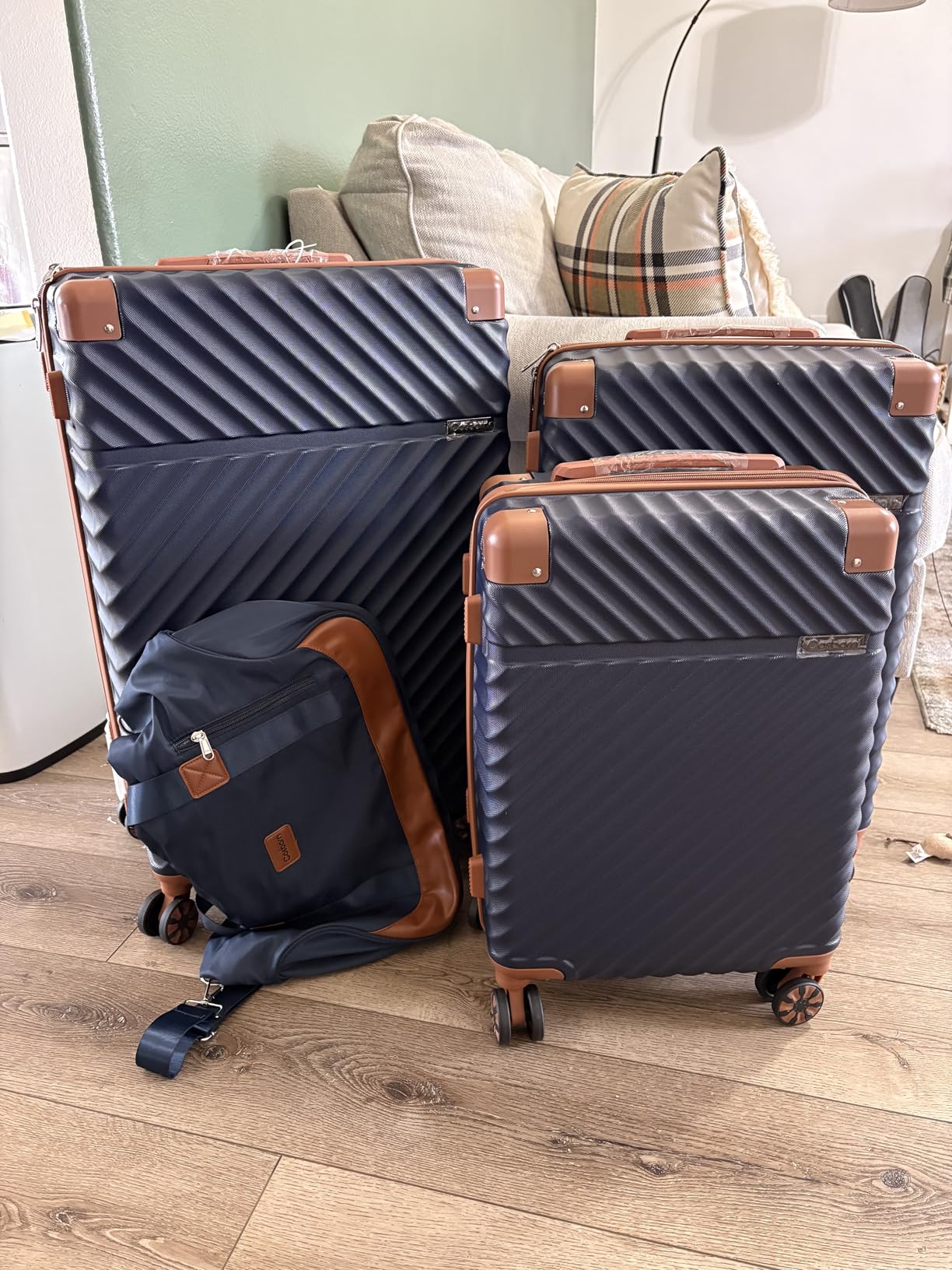 Luggage Sets 5 Piece with TSA Lock Spinner Wheels, Unisex Hard Case ABS Suitcase Set, Hardshell Lightweight Waterproof Travel Hardside Suitcases with Wheels for Women Men, Dark Blue customer photo 1