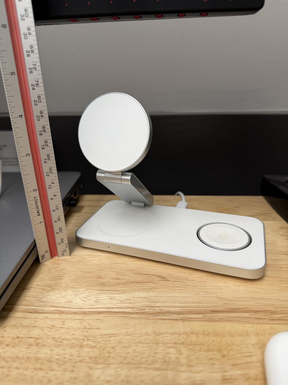 Foldable 3 in 1 Wireless Charging Station for Apple Magsafe Charger Stand, Fast Magnetic Wireless Charger Station for iPhone 17 Air 16 15 14 13 12 Series, Airpods Pro, Apple Watch Ultra (Pure Black) customer photo 1