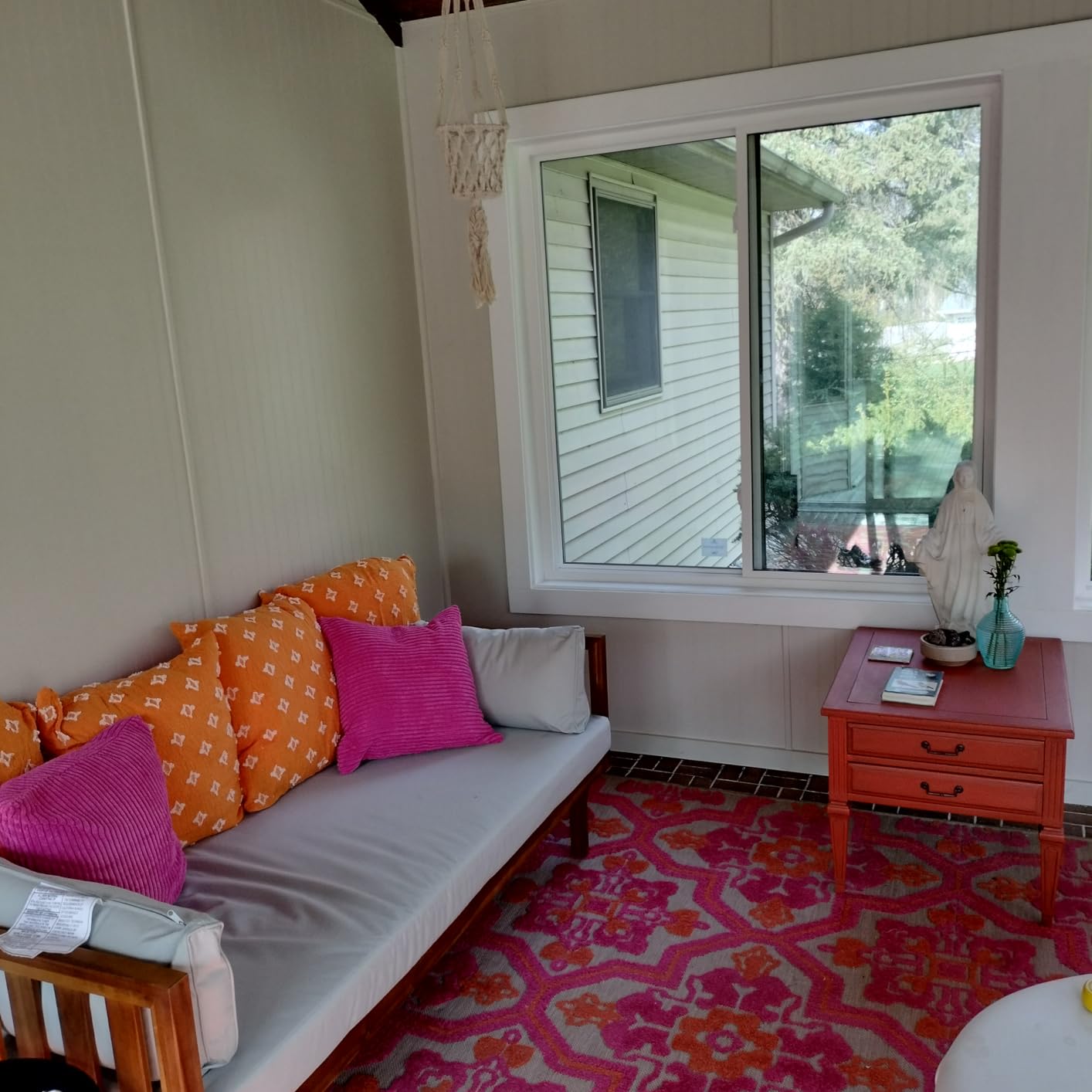 Christopher Knight Home Claremont Outdoor 3 Seater Acacia Wood Daybed with Fabric Water Resistant and Removable Cushions, Patio Garden Poolside Sofa with Slat Paneling Armrest and Back, Teak and Beige customer photo 1