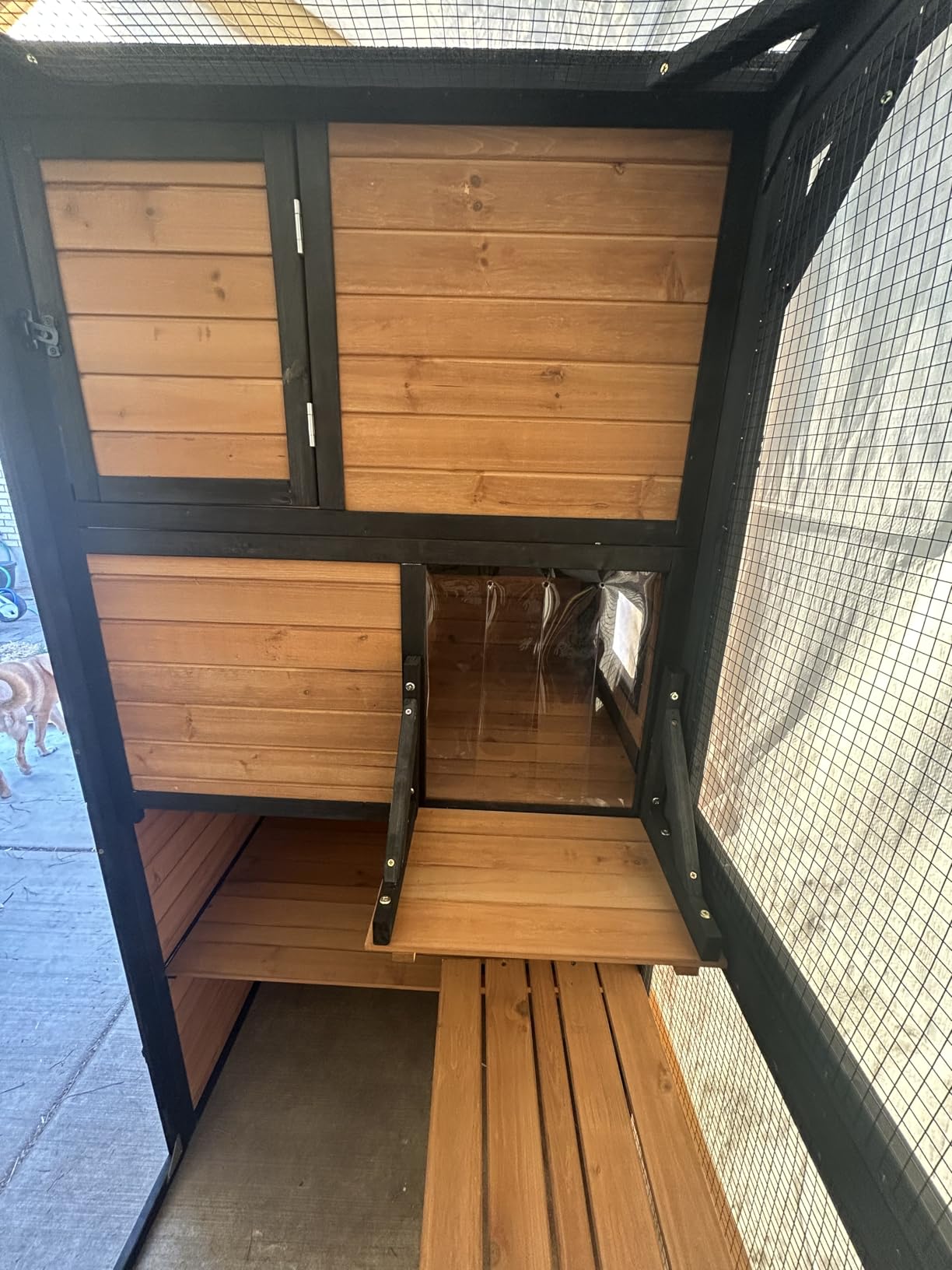 Aivituvin Large Cat Catio 4 Tiers Cat Enclosures House for Outdoor Indoor Cats with Weatherproof Roof, 3 Resting Rooms, 3 Platforms, 5 Windows 70