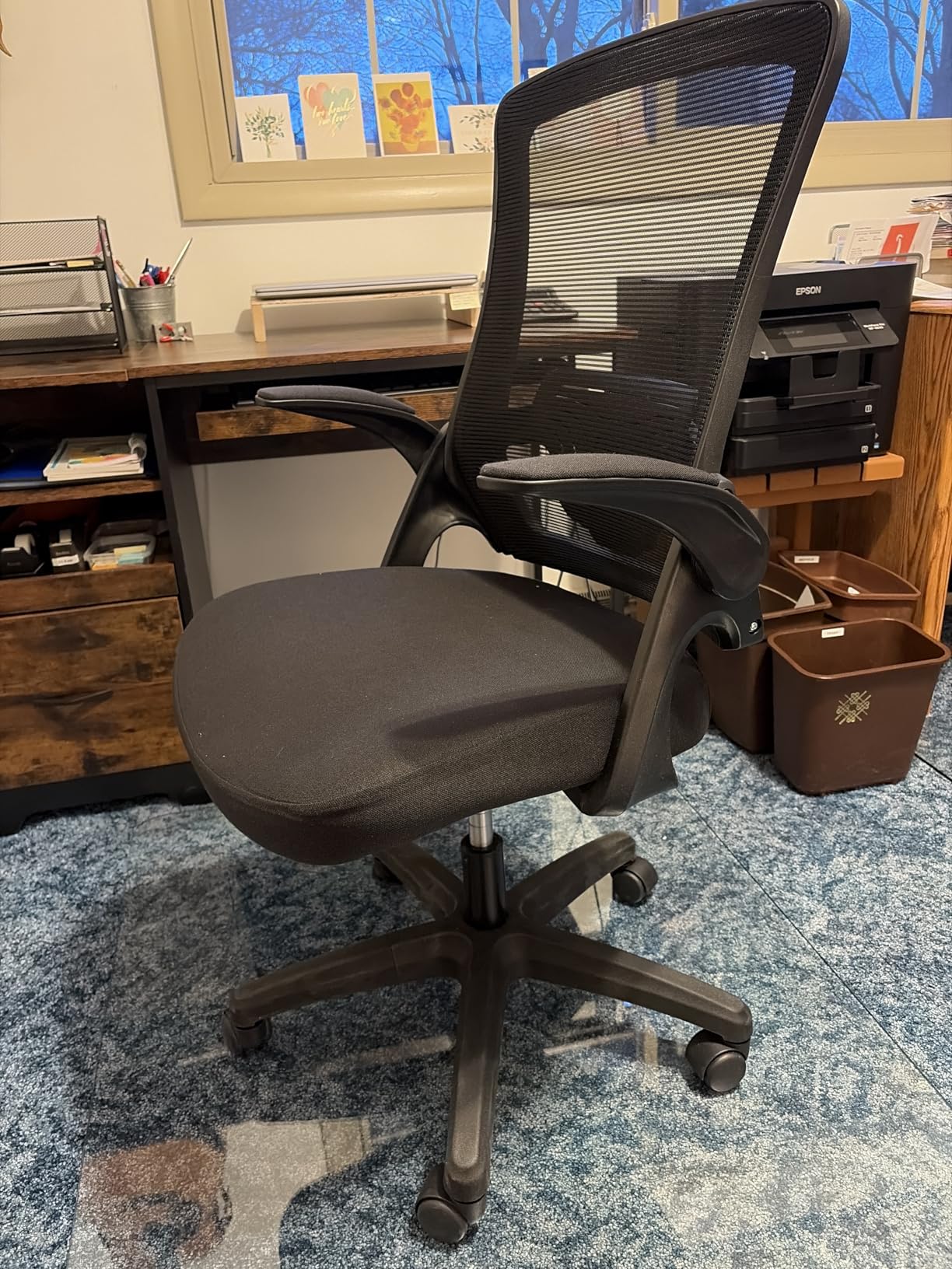 NEO Chair Office Desk Chair Computer High Back Mesh Gaming Seat with Ergonomic Adjustable Comfy Flip-up Armrests Lumbar Support Height for Home (Black) customer photo 1