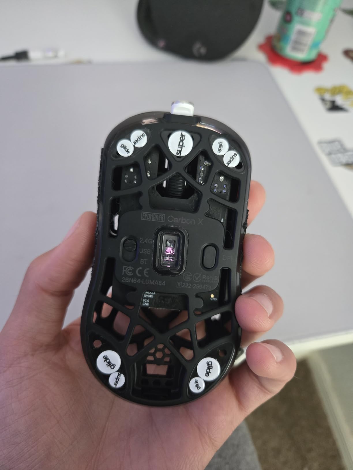 Superglide Glass Mouse Skates - Super Smooth Glide, Polished Round Edge, Super Fast Gaming Mouse Feet with Durable Sole for Universal 6mm + 9mm 12pcs (Type-S, White) customer photo 1