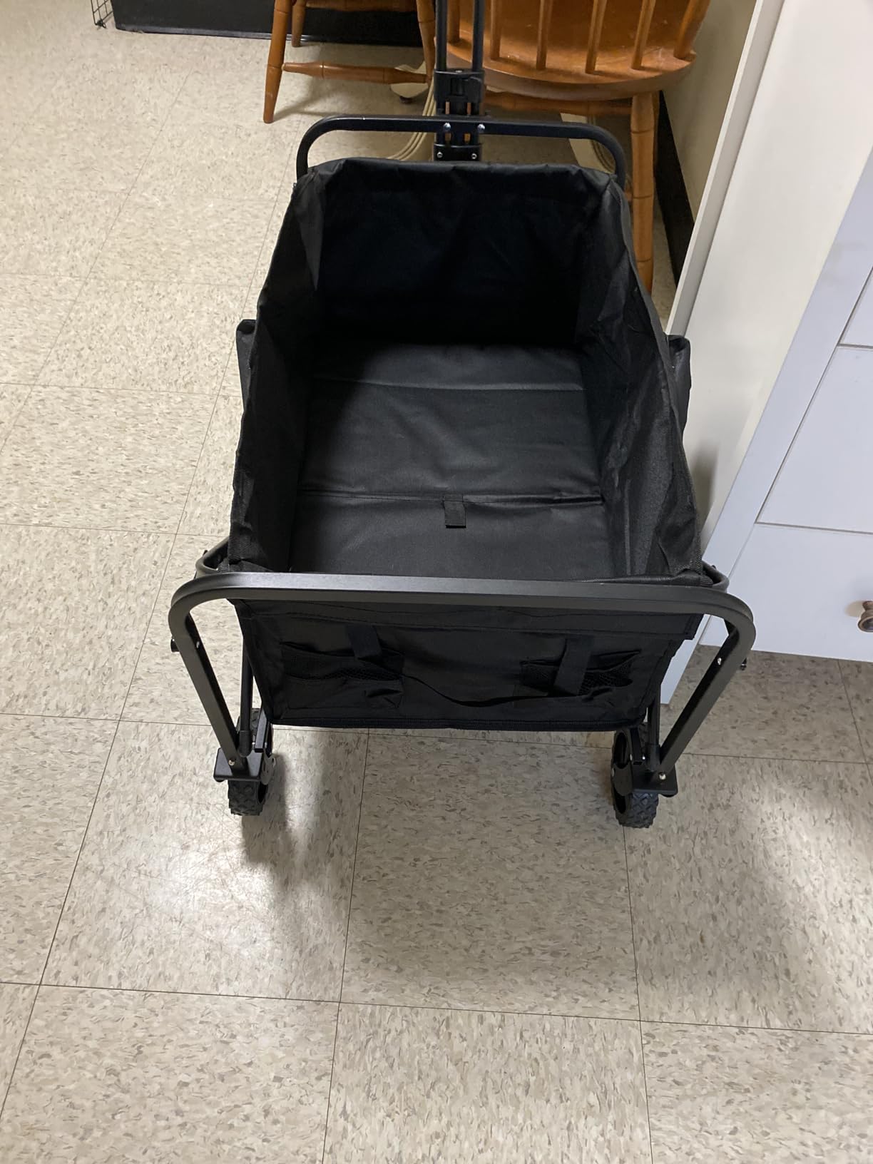 PASAMIC Collapsible Wagon 220 lbs, Heavy Duty Wagon Carts Foldable, Portable Wagons for Groceries, Beach Cart with All-Terrain Wheels & Drink Holders, Utility Wagon for Shopping, Sports, Camping,Black customer photo 1