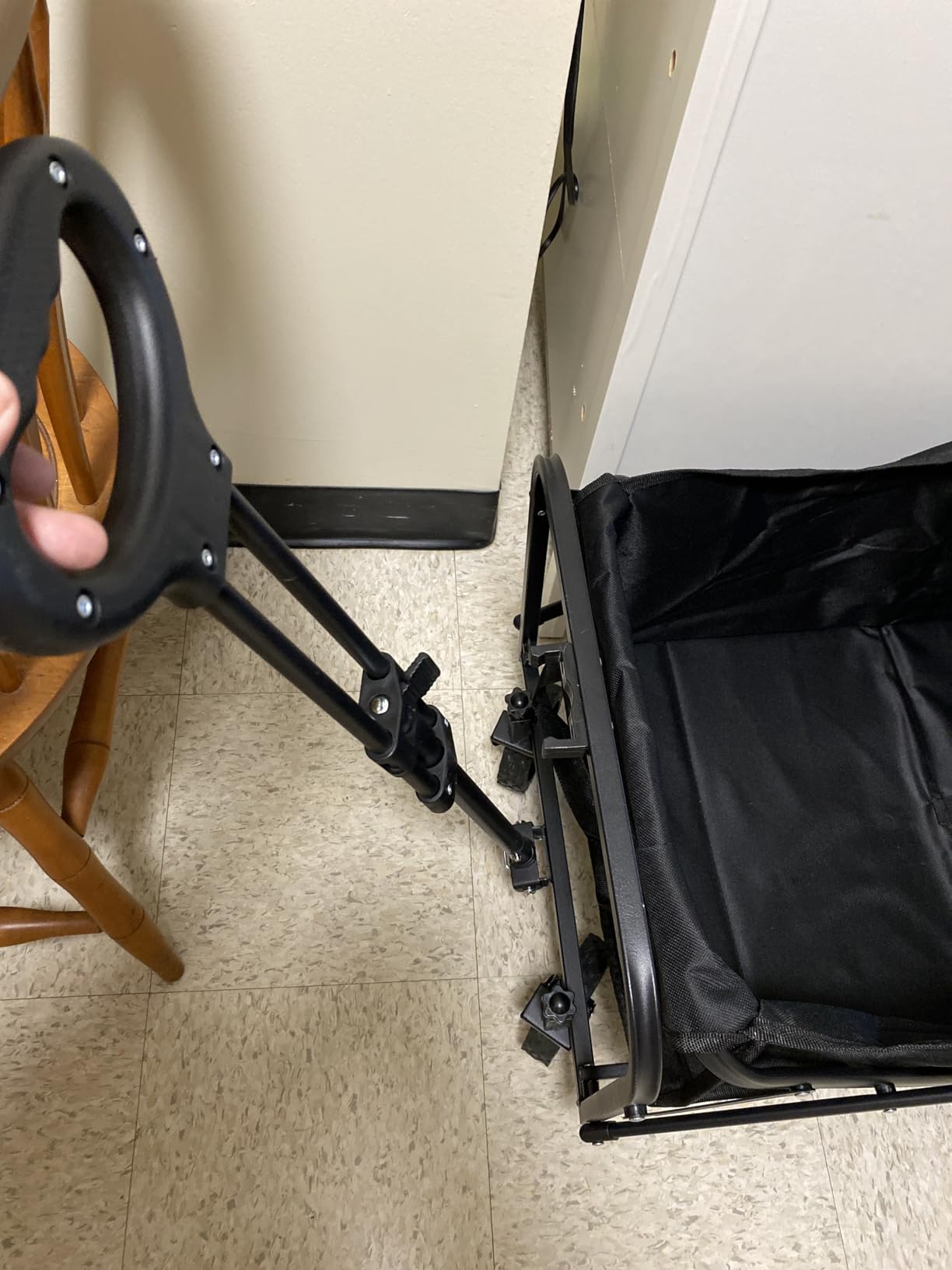 PASAMIC Collapsible Wagon 220 lbs, Heavy Duty Wagon Carts Foldable, Portable Wagons for Groceries, Beach Cart with All-Terrain Wheels & Drink Holders, Utility Wagon for Shopping, Sports, Camping,Black customer photo 2