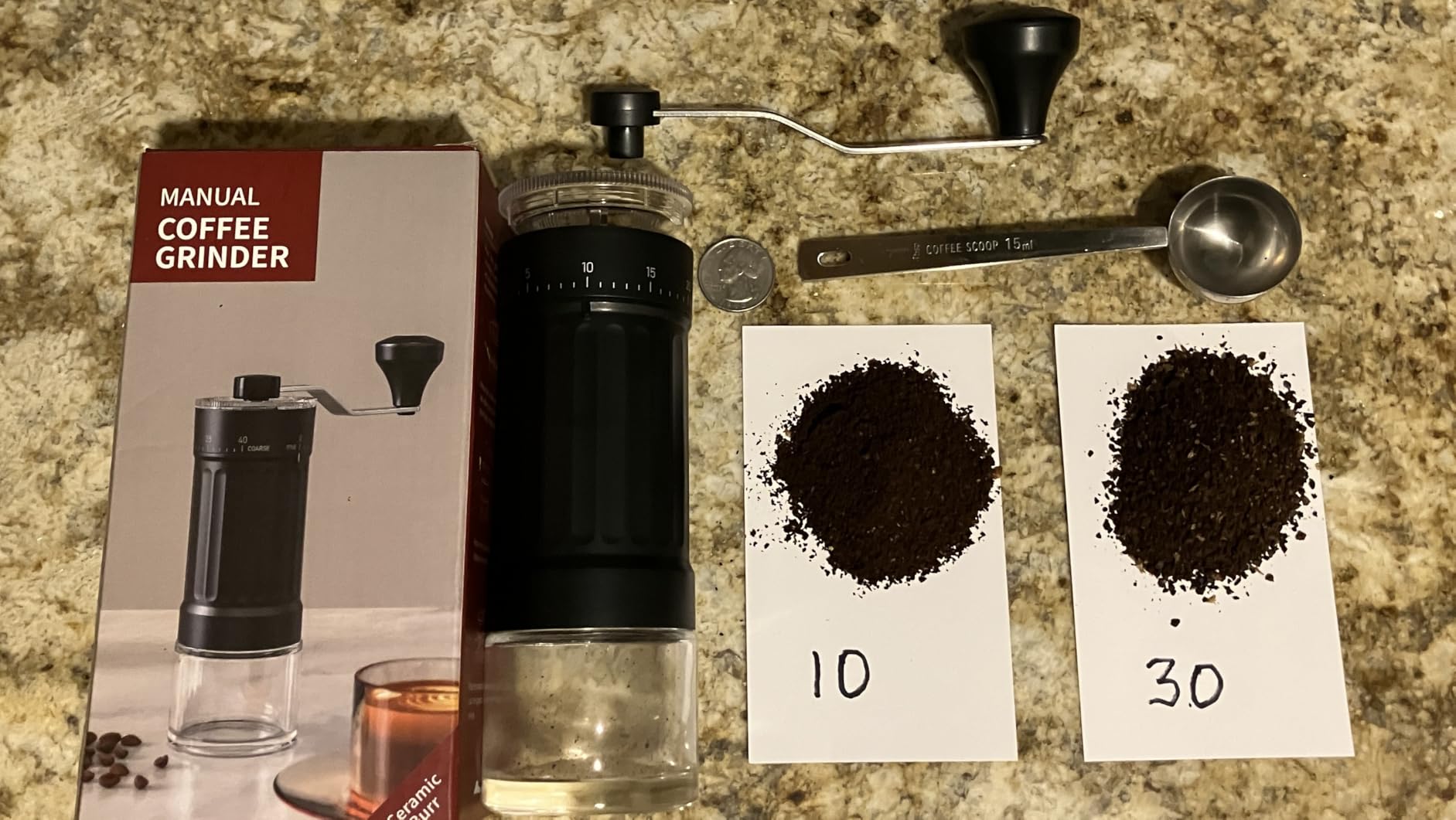 Mini Manual Coffee Grinder with 40 Adjustable Settings, Portable Hand Coffee Bean Mill with 30g Capacity, Conical Burr Coffee Grinder with Crank for Travel, Camping, Office, Espresso, Pour Over, etc customer photo 1