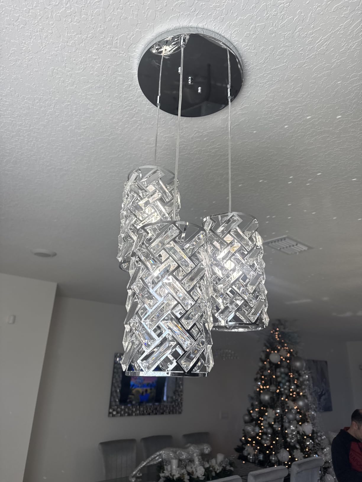 3-Light Modern Gold Crystal Pendant Light Luxury Mini Chandelier, Adjustable Cluster Pendant Lighting for Kitchen Island Dinning Room Bedroom Hallway Porch customer photo 1