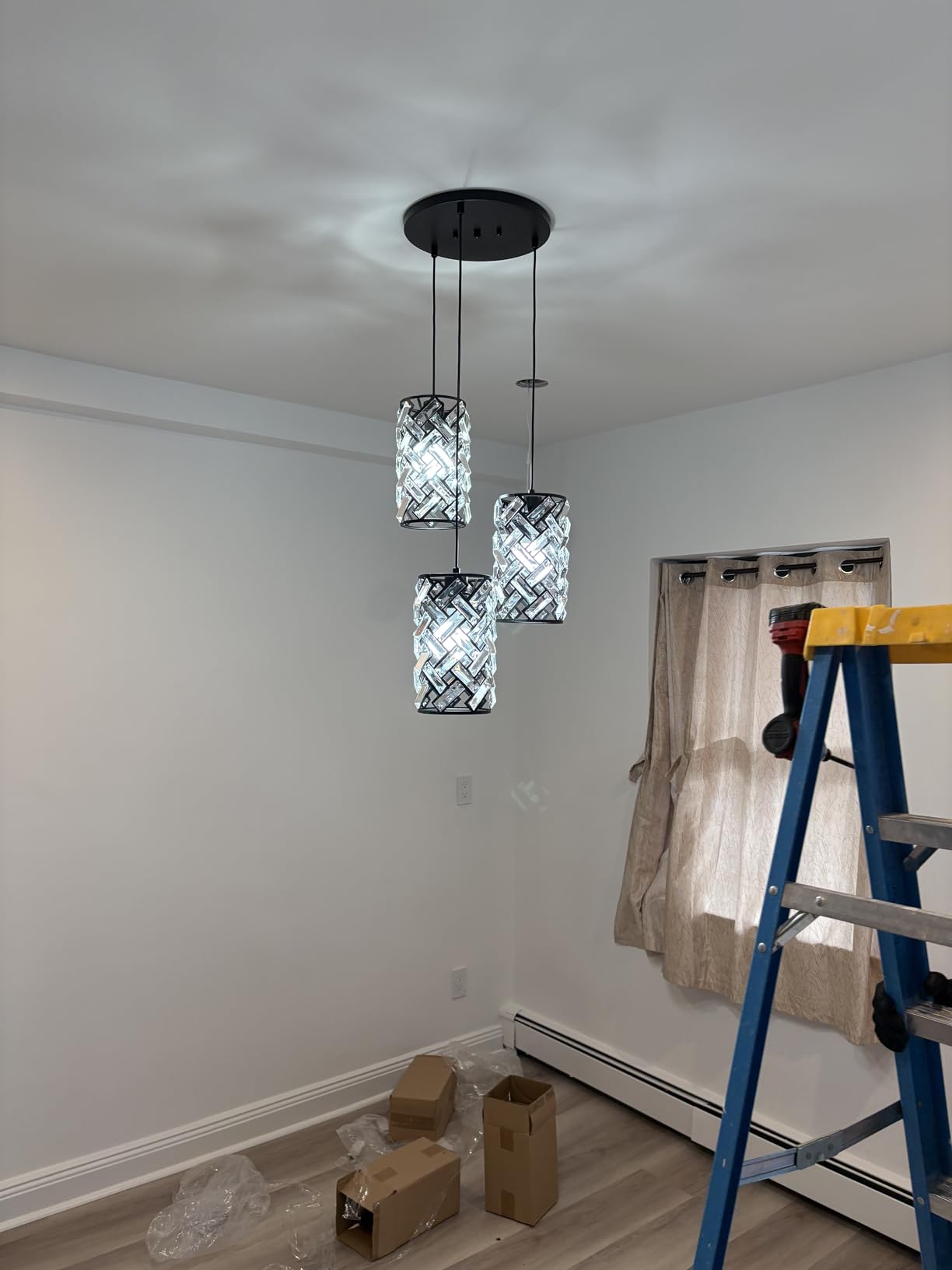 3-Light Modern Gold Crystal Pendant Light Luxury Mini Chandelier, Adjustable Cluster Pendant Lighting for Kitchen Island Dinning Room Bedroom Hallway Porch customer photo 2